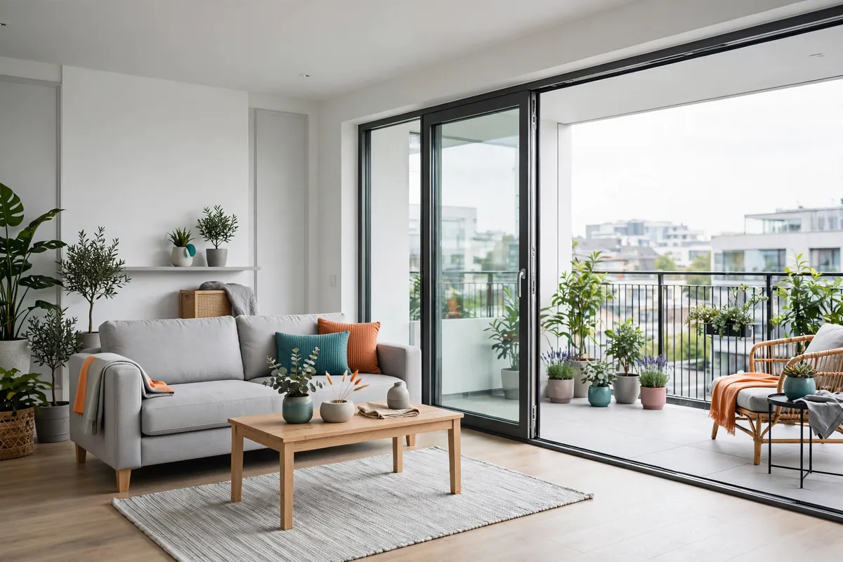 A bright apartment living room
