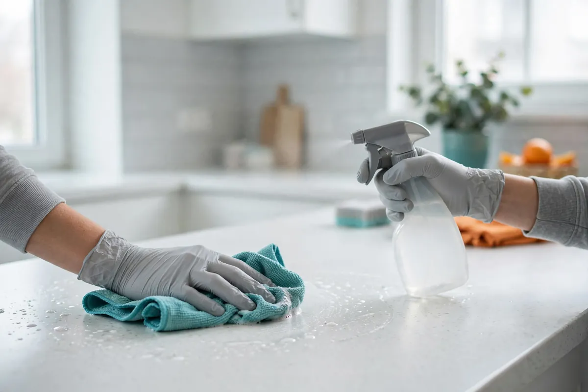 Disinfecting a kitchen counter